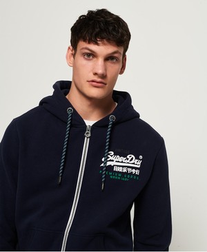 Superdry Premium Goods Racer Cipzár Férfi Kapucnis Pulóver Sötétkék | EGQIA3297